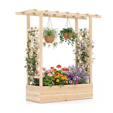 Northix Samostoječa dvignjena vrtna gredica iz smrekovega lesa z rešetko in streho – Kompaktna za balkone in terase