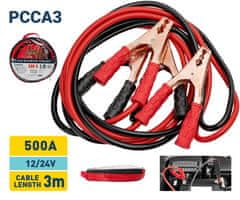 Platinet PCCA3 vžigalni / jump starter kabli, 500A, 3m, 12V/24V, prožni kabel + torba