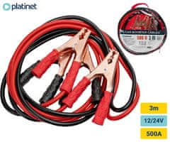 Platinet PCCA3 vžigalni / jump starter kabli, 500A, 3m, 12V/24V, prožni kabel + torba