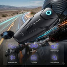 Farrot Intercom komunikacijski sistem, Motoristični Bluetooth 5.3 komplet za 2 osebi ANC 100 km/h, FM, Motociklistična komunikacija za čelado