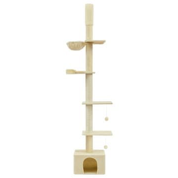 Songmics Mačje drevo nastavljive višine 45x30x231-291 cm bež