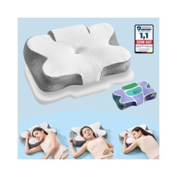 Songmics Ergonomska blazina 59x40 cm bela siva