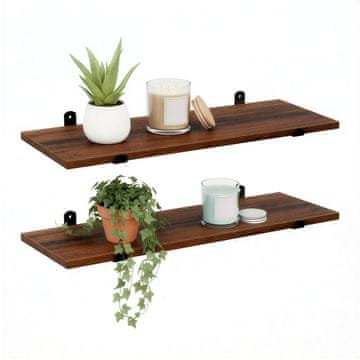 Songmics Komplet stenskih polic 60x20x7 cm rjave barve