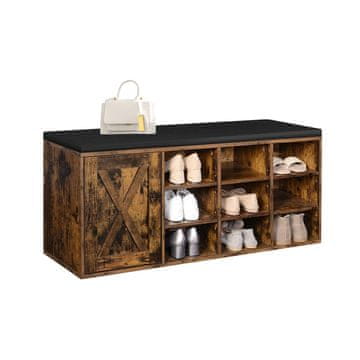 Songmics Čevljalnica z 9 predali in omarico 110x30x48 cm rjava