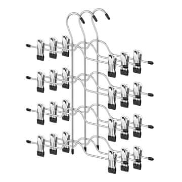 Songmics Komplet obešalnikov za hlače 4-nivojski z sponkami 33x375 cm srebrna