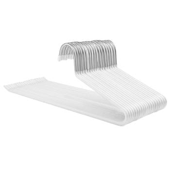 Songmics Obešalniki za oblačila 20 kosov 38x13 cm beli kovinski