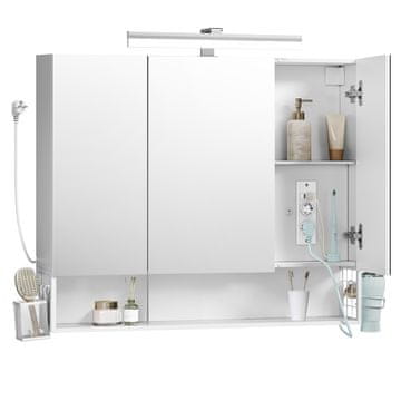 Songmics Kopalniška omarica z ogledalom 165x90x75 cm bela