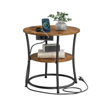 Songmics Stranska mizica okrogla 55x55 cm rjava