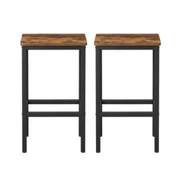 Songmics Set barskih stolov 2 kosa 40x30x65 cm rjave barve