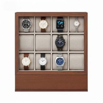 Songmics Škatla za ure 12 prekatov 155x30x332 cm rjava