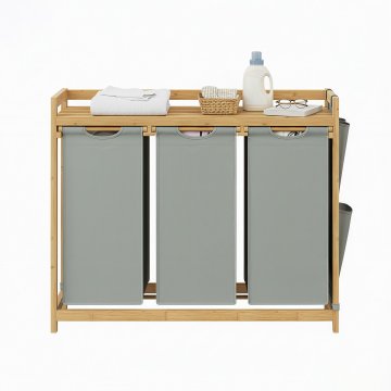 Songmics Košara za perilo 3 pregrade 94x33x78 cm siva