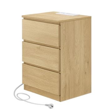 Songmics Nočna omarica z 3 predali 35x40x59 cm bela