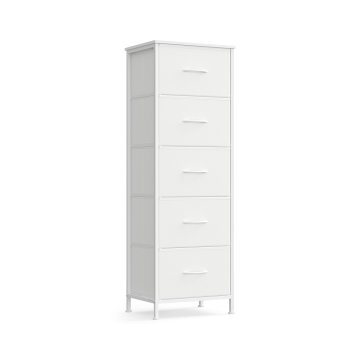 Songmics Predalnik z 4 tkaninskimi predali 30x396x1167 cm bel