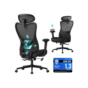 Songmics Pisarna stol 70x70x113-130 cm Črna