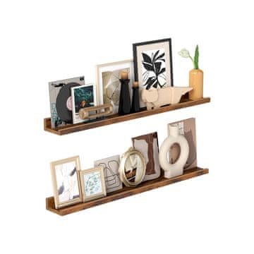 Songmics Stenske police komplet 3 kos 10x80x5 cm rjave barve