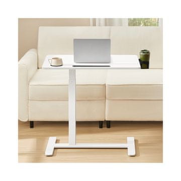 Songmics Stranska mizica 80x45x65-102 cm bela