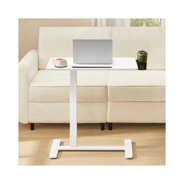 Songmics Stranska mizica 70x40x65-102 cm bela nastavljiva