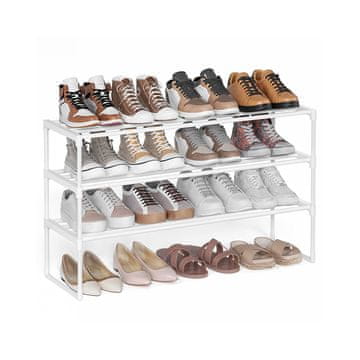 Songmics Obešalnik za čevlje 4 nivoji 30x92x55 cm bel kovinski