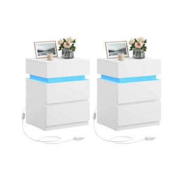 Songmics Komplet nočnih omaric 3 predali 35x40x55 cm bela