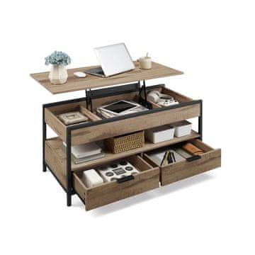 Songmics Kavni mizica višinsko nastavljiva 50x100x48-63 cm rjava