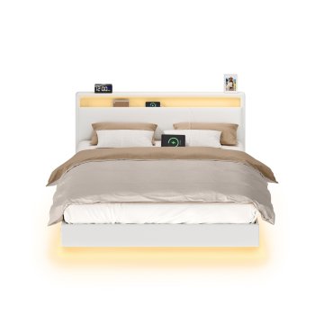 Songmics Posteljni okvir 140x200 cm 213x167x90 cm bela