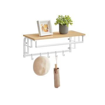 Songmics Stenski obešalnik za plašče 30x66x27 cm rjav