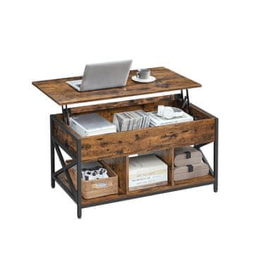 Songmics Kavniška mizica 50x100x465-62 cm rjava črna