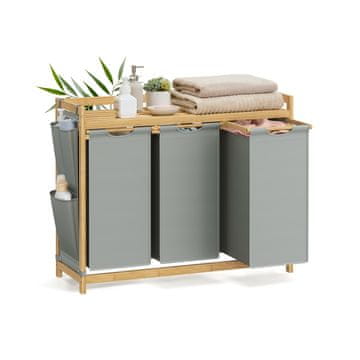 Songmics Košara za perilo 3 predelki 94x33x78 cm bela