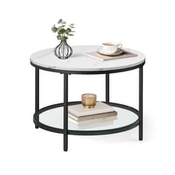 Songmics Kavni mizica 65x46 cm bela z shranjevalnim prostorom