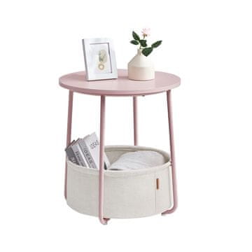 Songmics Stranska mizica okrogla 45x50 cm roza