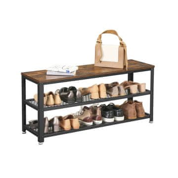 Songmics Čevlji klop z 2 policama 100x30x45 cm rjava