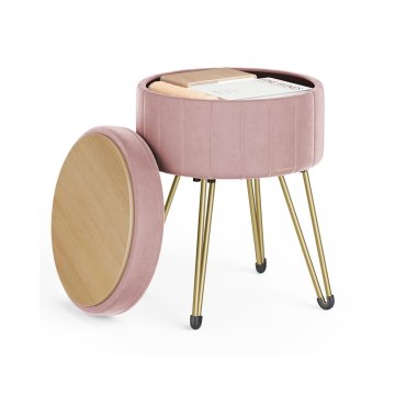 Songmics Stol okrogel shranjevalni stol 39x444 cm roza