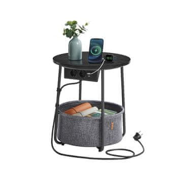 Songmics Stranska mizica okrogla 45x50 cm črna