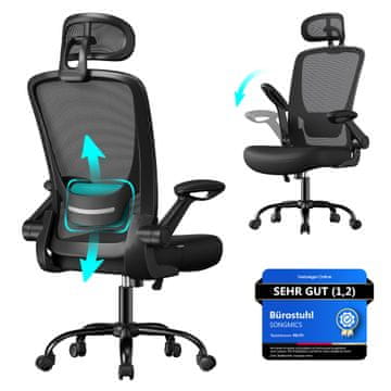 Songmics Pisarna stol 64x64x115 cm Črna