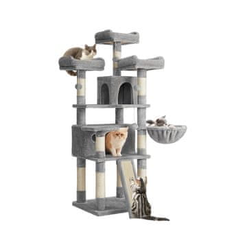 Songmics Mačje drevo XXL 55x55x168 cm svetlo siva