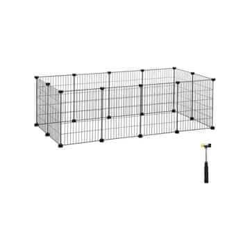 Songmics Igralni ograja za male živali 143x73x46 cm črna