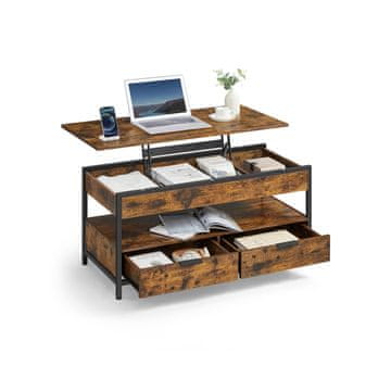 Songmics Kavni mizica višinsko nastavljiva 50x100x48-63 cm rjava