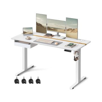 Songmics Višinasto nastavljiva pisalna miza 70x160x72-120 cm bela