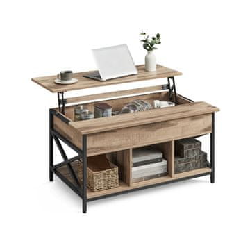 Songmics Kavniška mizica 60x100x48-62 cm rjava