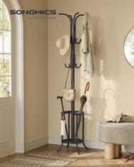 Songmics Samostoječi obešalnik za plašče z držalom za dežnike 40x40x175 cm črne barve