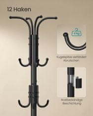 Songmics Samostoječi obešalnik za plašče z držalom za dežnike 40x40x175 cm črne barve