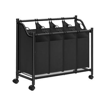 Songmics Razvrščevalnik perila 4 odstranljive vreče 875x385x81 cm črn