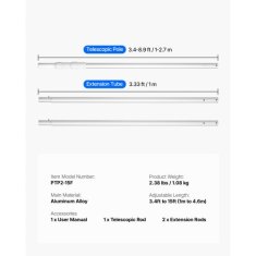 VEVOR Telescopska nastavljiva palica za bazen 1 do 46 m za čiščenje