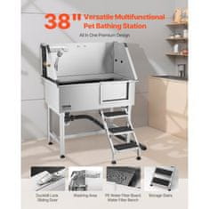 VEVOR Postaja za pranje psov 961x62x122 cm srebrna