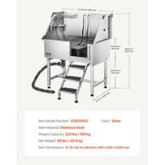 VEVOR Postaja za pranje psov 961x62x122 cm srebrna