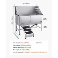 VEVOR Postaja za pranje psov 150x70x1495 cm srebrna