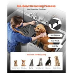 VEVOR Postaja za pranje psov 1549 cm Kad za nego hišnih ljubljenčkov 155x79x147 cm Srebrna