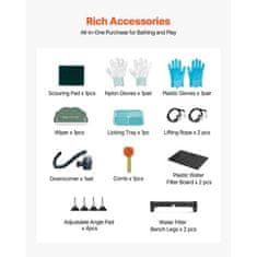 VEVOR Postaja za pranje psov 1549 cm Kad za nego hišnih ljubljenčkov Srebrna