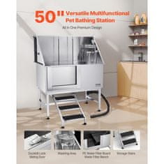 VEVOR Postaja za pranje psov 127x70x1545 cm srebrna