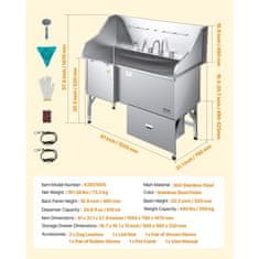 VEVOR Postaja za pranje psov 1549 cm Kad za nego hišnih ljubljenčkov Srebrna
